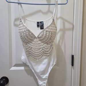 Windsor White Beaded Bodysuit
